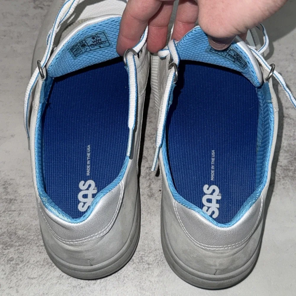 SAS Walking Shoes Women 9.5 WW Extra Wide White Gray Comfort Sneakers